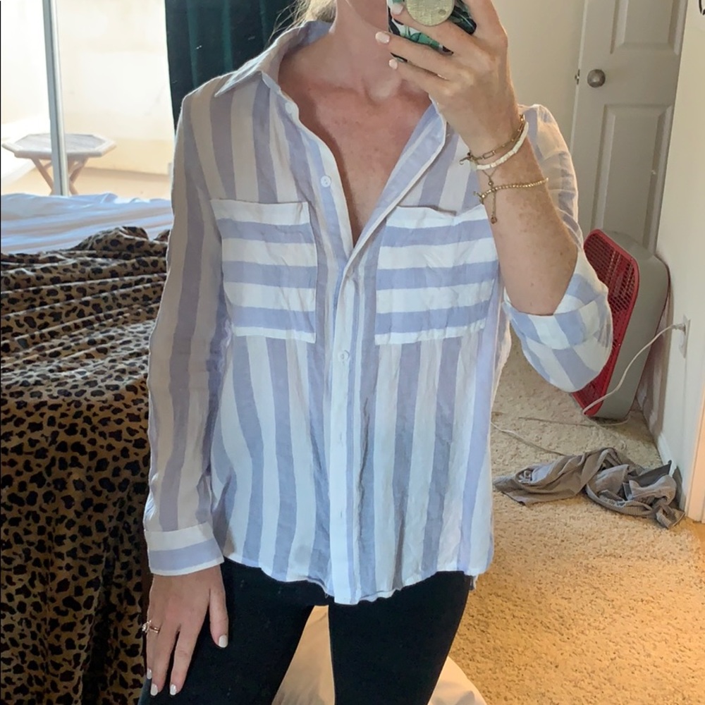 Linen-like beachy button down shirt